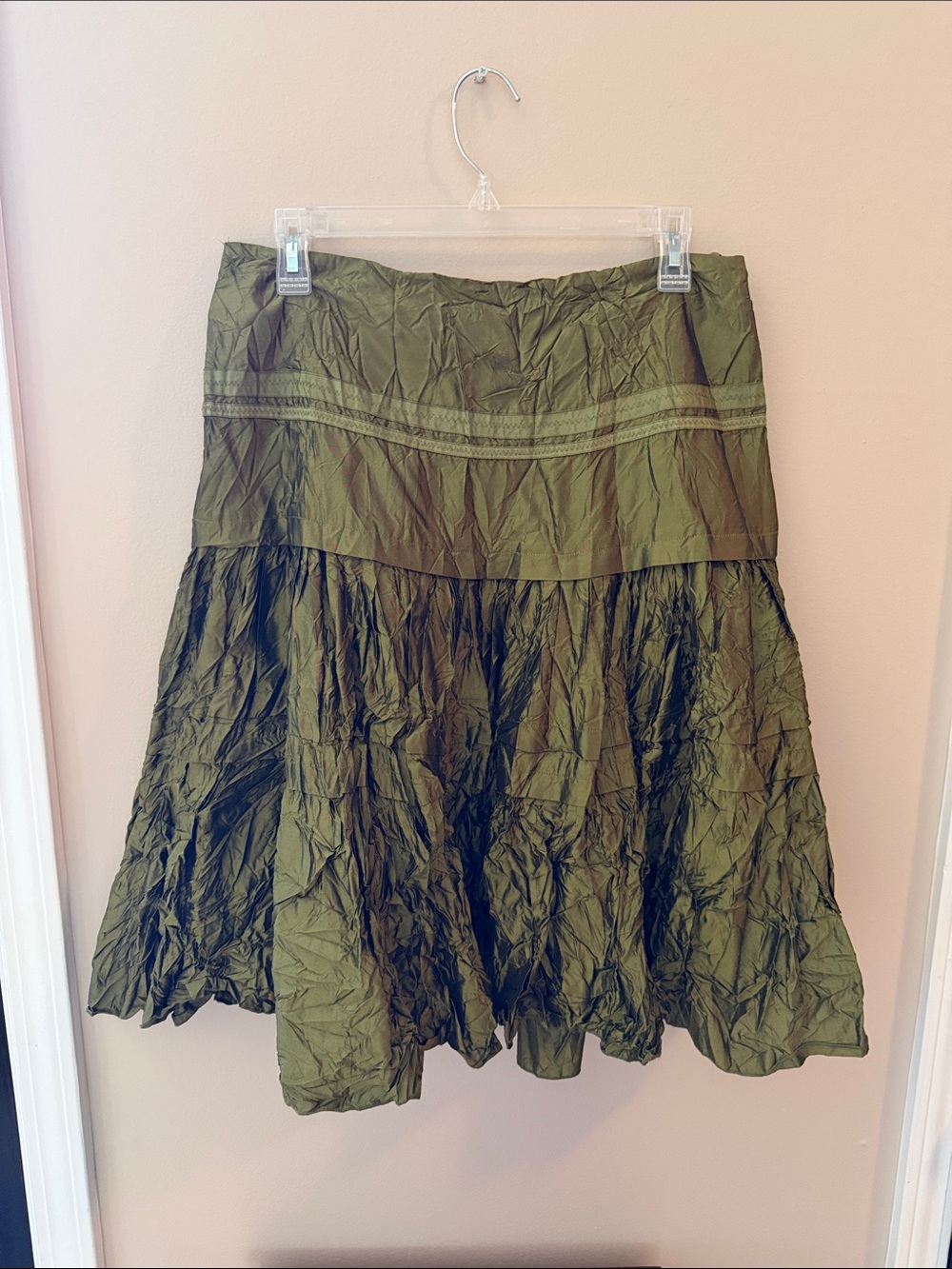 Nougat London Olive Tiered A-Line Skirt